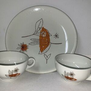 Rare MCM Shenango Restaurant Dinner Plate 2 Cups